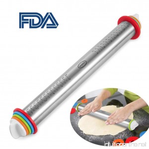 Large Heavy Duty Rolling Pin Made by Stainless Steel Metal 15 inch with Adjustable Discs Kitchen Tools for Women Men Kids Girls Adults Teens Toddlers - French Style - B078SD7P9F